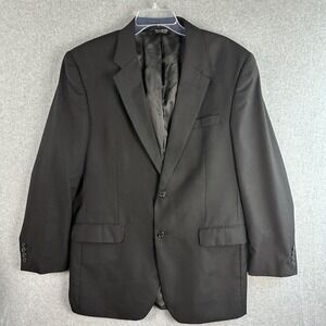 Jos A Bank Suit Jacket Mens 44L Black 100% Wool Two Button Notch Lapel Formal